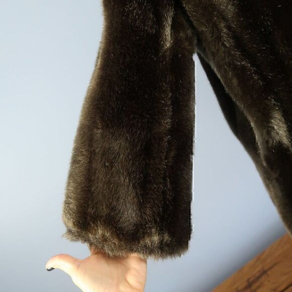 ROYAL MINKE BY HILLMOOR VINTAGE 50'S/60'S BROWN MIDI FAUX FUR COAT SIZE MEDIUM - Picture 9 of 12